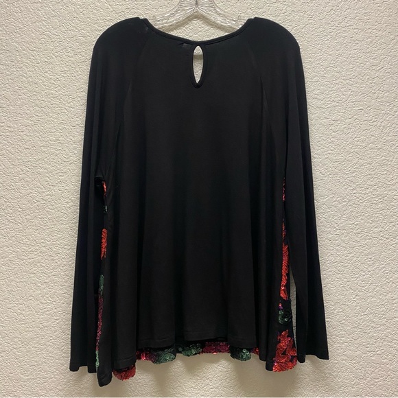 AZEL HAZEL HAZE Floral Sequins Festive Long Sleeve Scoop Neck Blouse Top XL - Picture 2 of 6